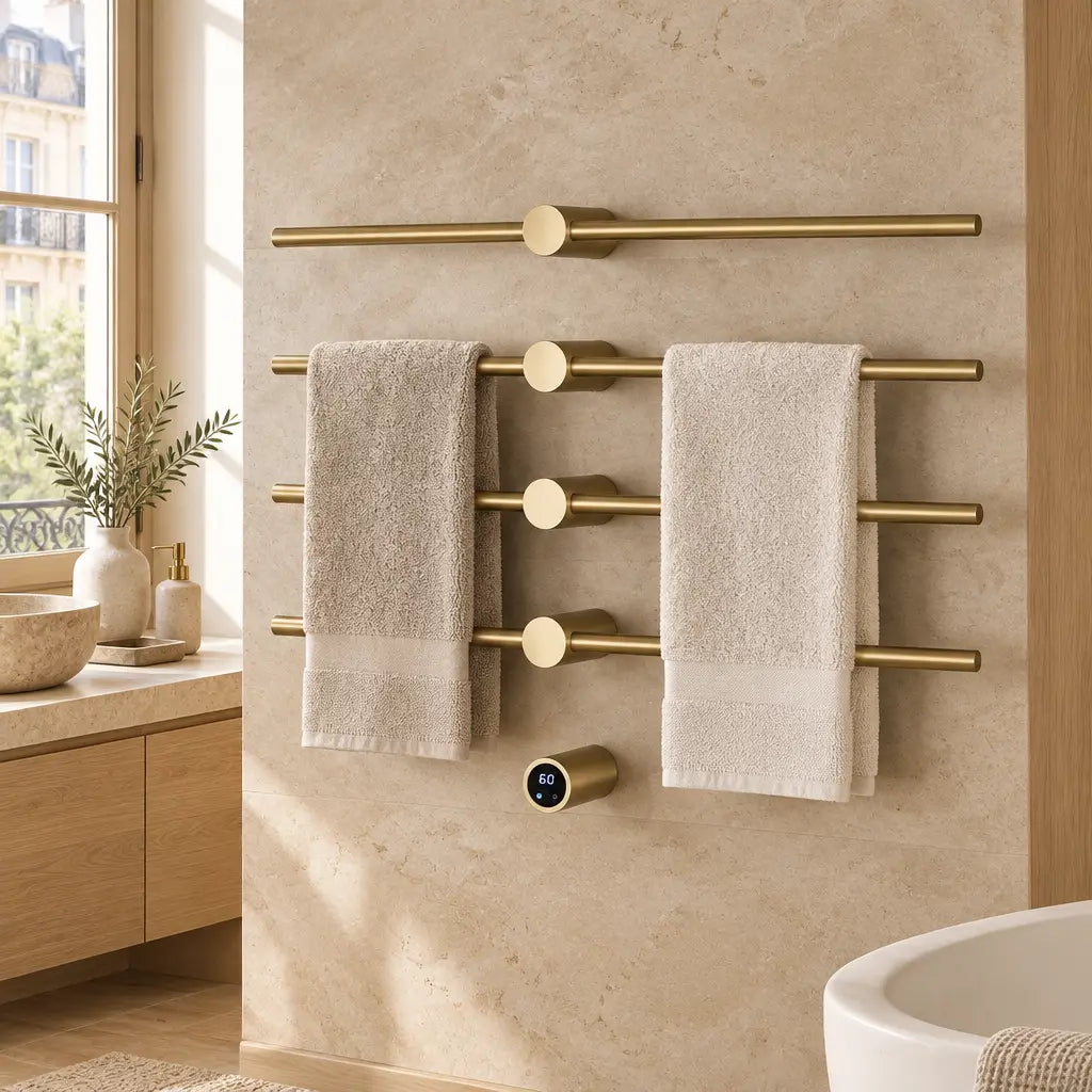 Sèche-serviettes horizontal Coreji 5 barres dans une salle de bain