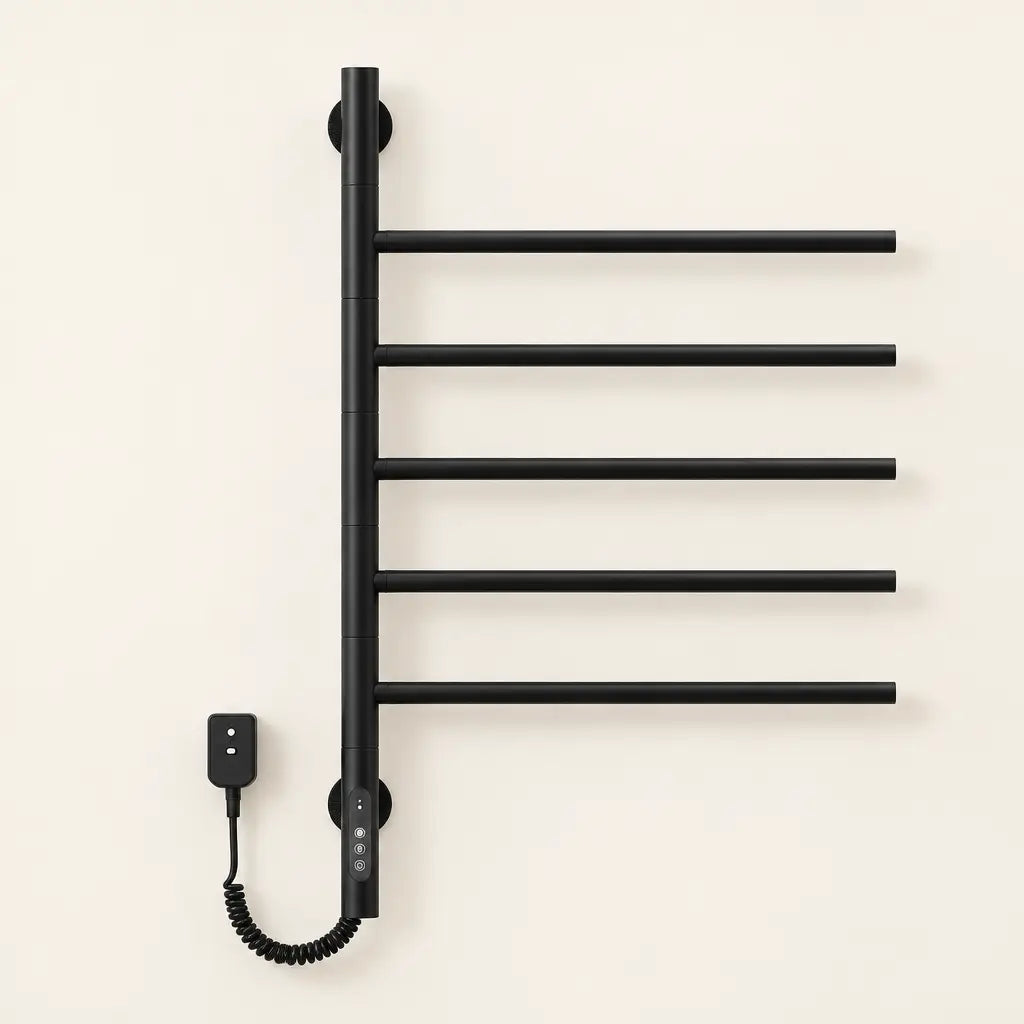 Sèche-serviettes pivotant Coreji 5 barres – noir mat