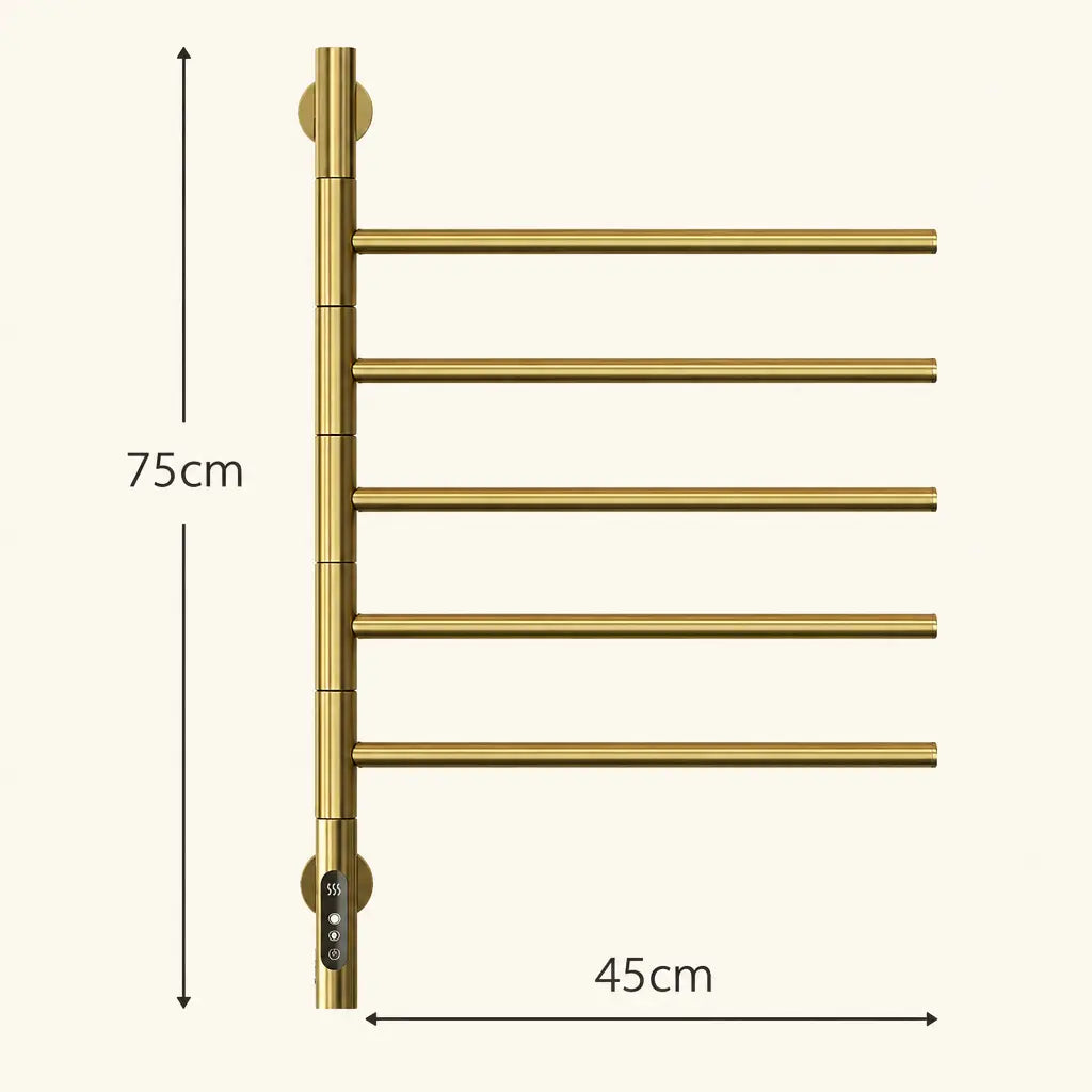 Dimensions du sèche-serviettes pivotant Coreji 5 barres – 75 × 45 cm