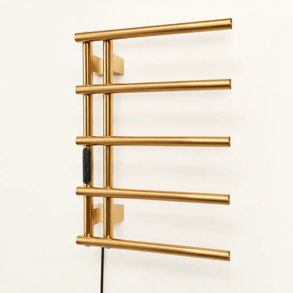 Sèche-serviettes pivotant Coreji – or brossé 5 barres