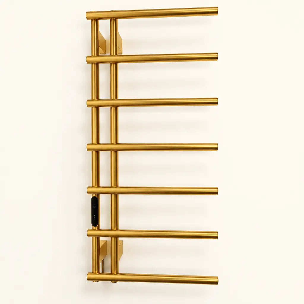 Sèche-serviettes pivotant Coreji – or brossé 7 barres