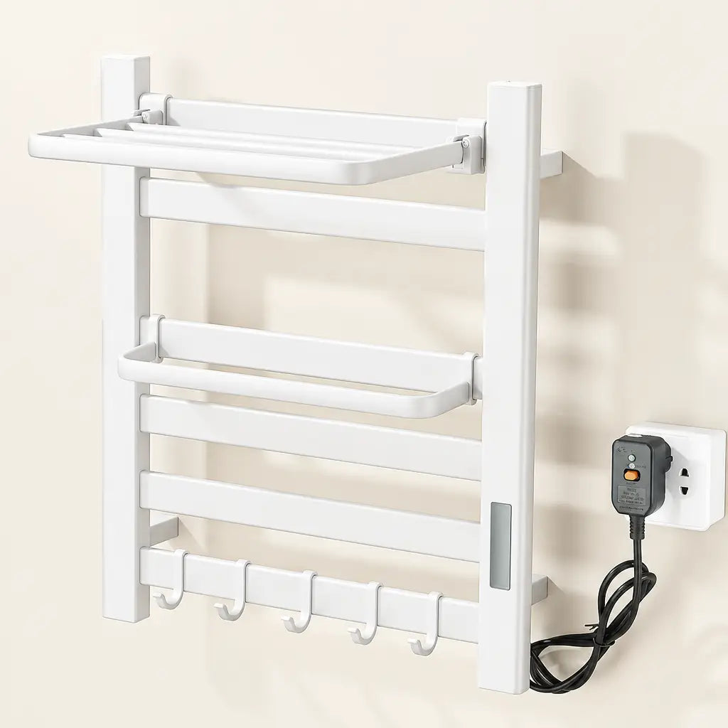 Sèche-serviettes électrique Coreji avec tablette – blanc