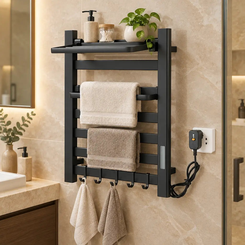 Sèche-serviettes Coreji avec tablette dans une salle de bain