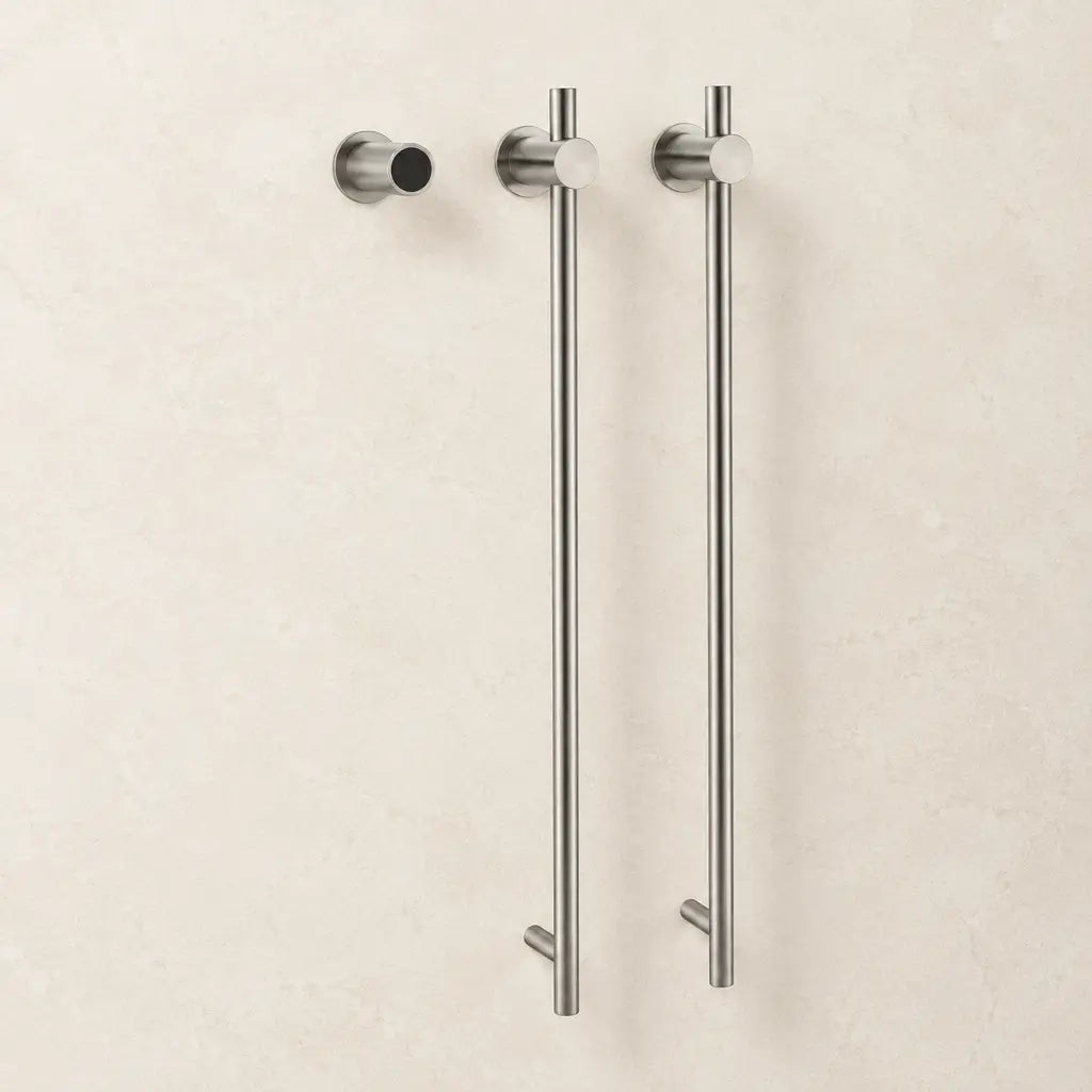 Sèche-serviettes vertical double Coreji – version A nickel brossé