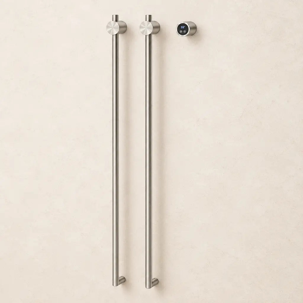 Sèche-serviettes vertical double Coreji – version B nickel brossé