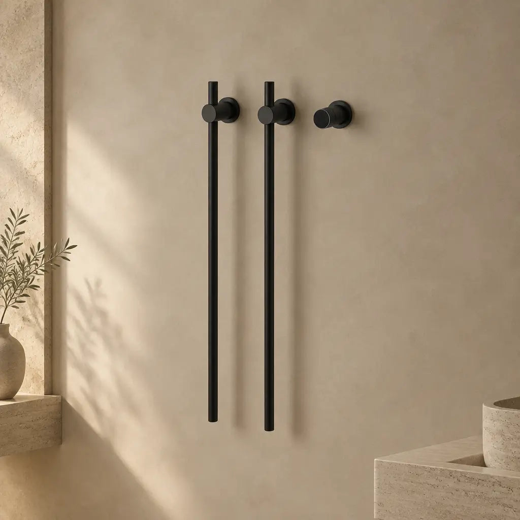 Sèche-serviettes vertical Coreji STÈLE noir mat 2 barres en salle de bain