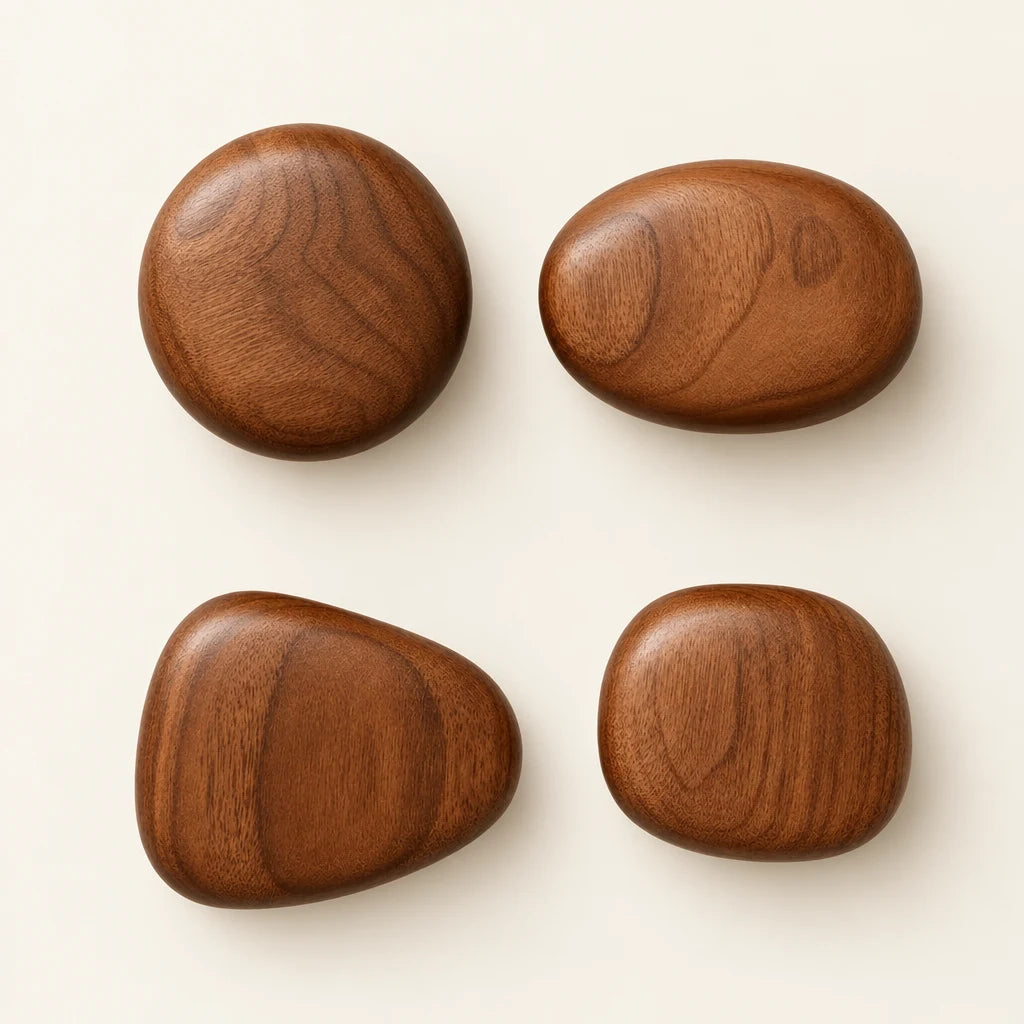 Pack de 4 crochets muraux Coreji en bois noyer — quatre formes