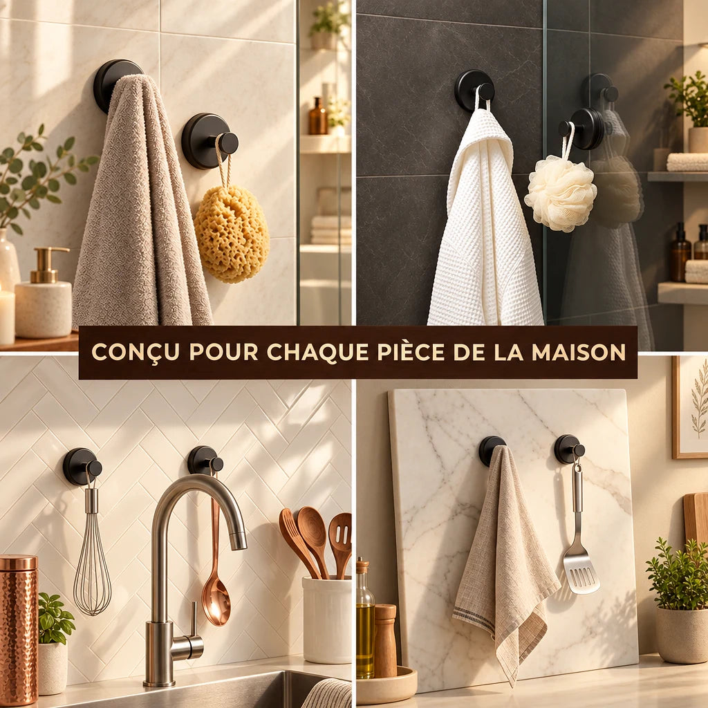 Crochets ventouse Coreji — usages dans plusieurs pièces de la maison