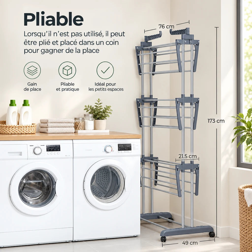 Étendoir tour Coreji 4 niveaux — structure pliable