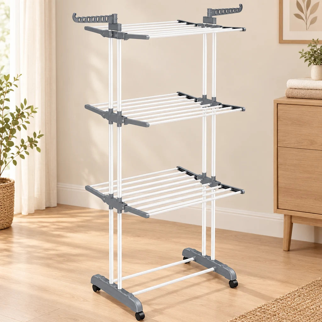 Étendoir tour Coreji 4 niveaux — coloris blanc et gris