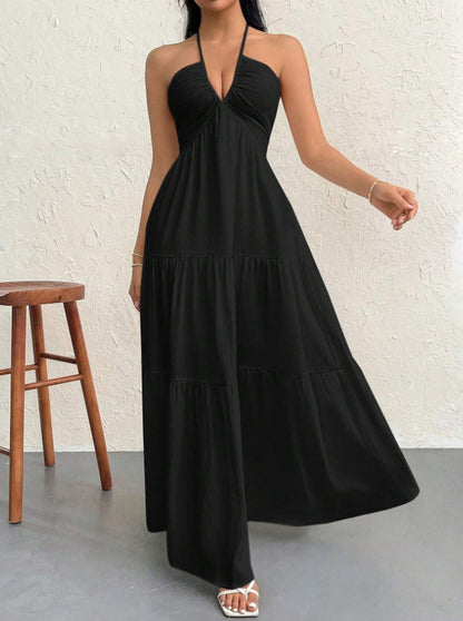 Amara Backless Halter Maxi Dress