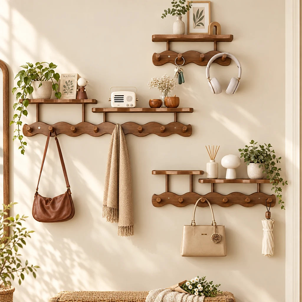 Porte-manteau mural Coreji en bambou — utilisation dans une entrée